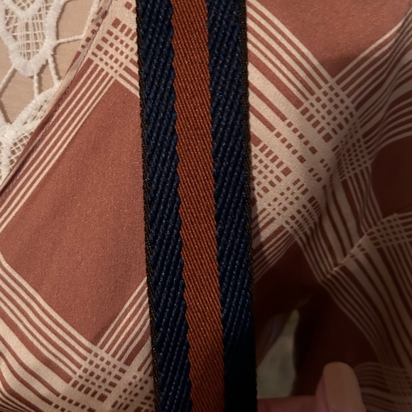 Son Jung Wan in a bronze reptile print, with a canvas strap in brown/navy. NWOT - Picture 6 of 6